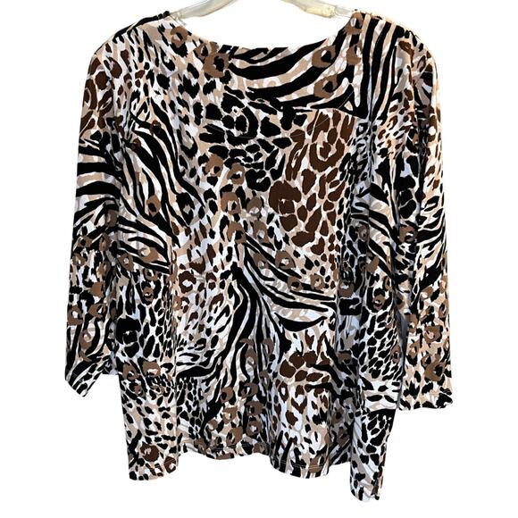 Alfred Dunner, Animal Print Top, Neckline detail studs, PL - Picture 8 of 9